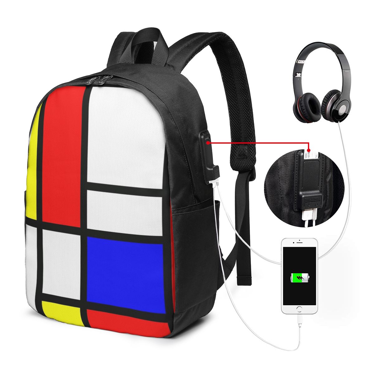 Women Bags College - حقيبة ظهر من Piet Mondrian Composition،
