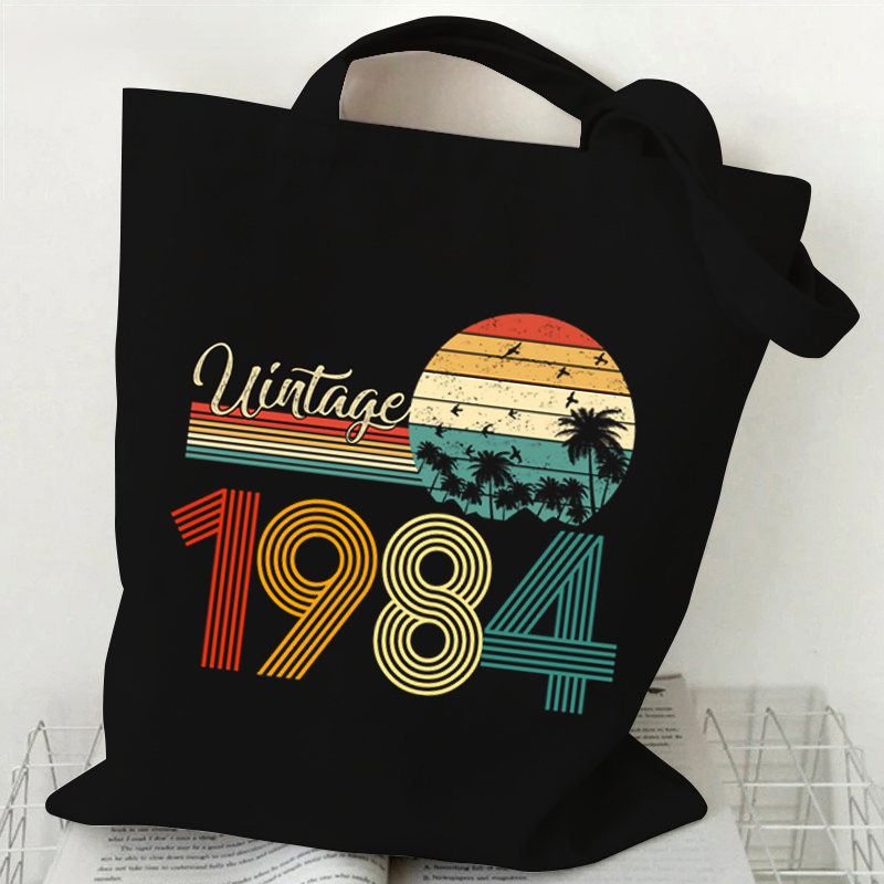 Shopper Tote Canvas - خمر 1984 حمل حقيبة خمر 1980