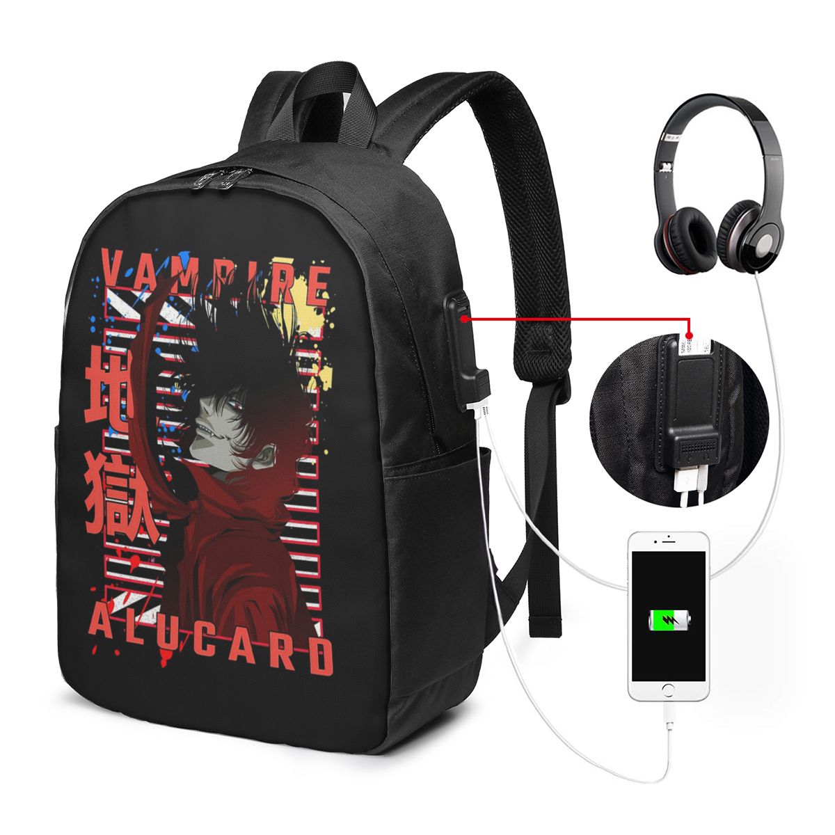 Women Bags College - حقيبة ظهر Alucard Hellsing Manga للسفر،