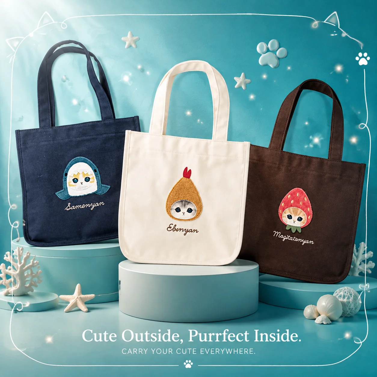 Shopper Tote Canvas - حقيبة كتف قماشية يدوية الصنع بتصميم
