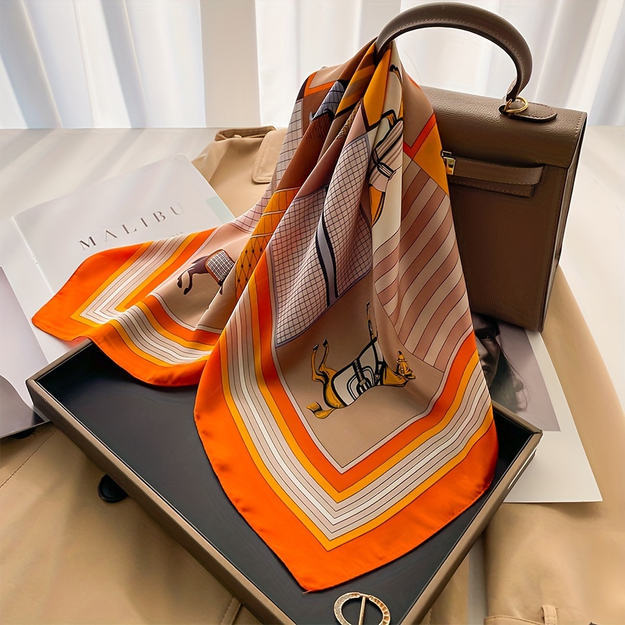 وشاح حريري مربع بنمط حصان فاخر - مراجعة Women Bags For Office وسعره