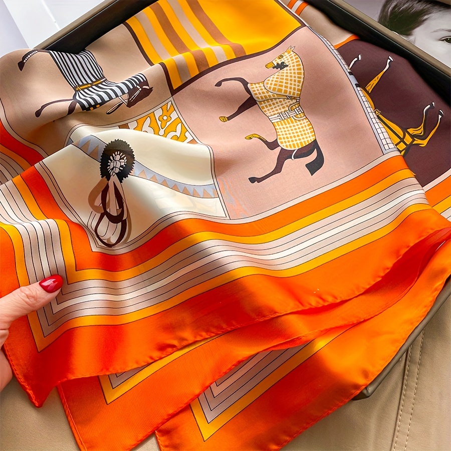 وشاح حريري مربع بنمط حصان فاخر - مراجعة Women Bags For Office وسعره