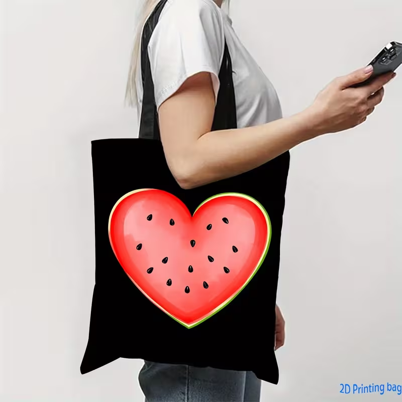 حقيبة يد قماشية بطبعة قلب ونقش - مراجعة Shopper Tote Canvas وسعره
