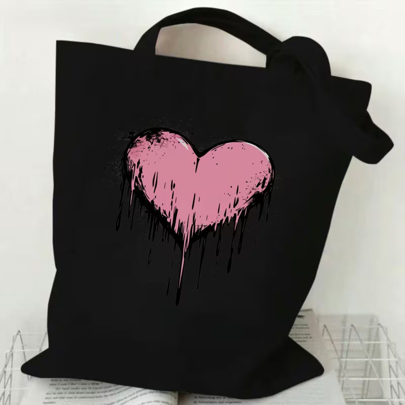 حقيبة يد قماشية بطبعة قلب ونقش - مراجعة Shopper Tote Canvas وسعره
