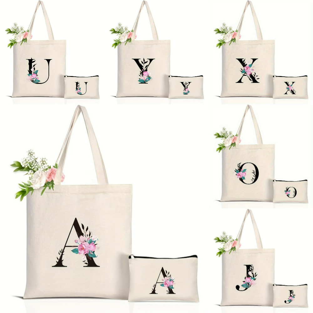 أنيقة الأزهار الأبجدية حمل حقي - مراجعة Shopper Tote Canvas وسعره