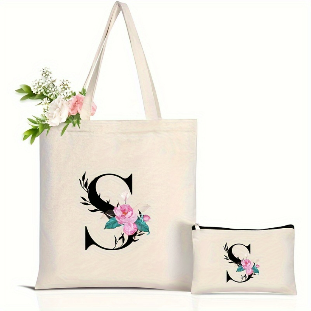 أنيقة الأزهار الأبجدية حمل حقي - مراجعة Shopper Tote Canvas وسعره